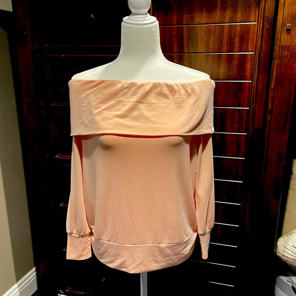 Lauren Conrad off the shoulder pink shirt